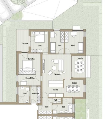 Familienwohnung mit maximaler Flexibilität und großem Garten