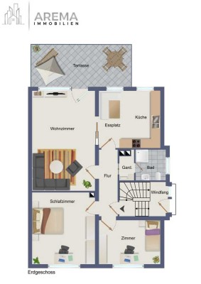Hochwertig sanierte Erdgeschosswohnung mit 3 Zimmern & Terrasse in Obertshausen