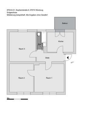 3,0-Zimmer-Wohnung in Würzburg Frauenland