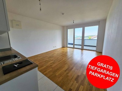 Wohnen mit Ausblick: Moderne Mietwohnung mit Balkon, Einbauküche &amp; gratis TG-Platz – Top 04
