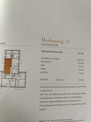 Stilvolle 2-Raum-Dachgeschosswohnung mit Balkon inAichach