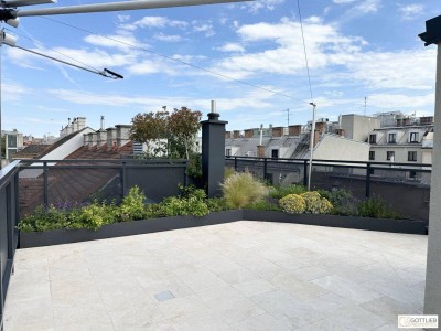 Grünruhelage nahe Belvedere! Luxuriöse 3-Zimmer-Erstbezug-Dachterrassen-Wohnung mit Outdoor-Pool in historischem Gebäude