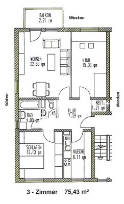 Helle 3-ZKBB 75 m² in Oberreut nähe Badeniaplatz