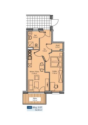 großzügig geschnittene 2-Zimmer-Wohnung
