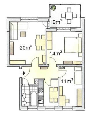 Stilvolle 3-Raum-Wohnung mit Balkon und Einbauküche in Kaufbeuren