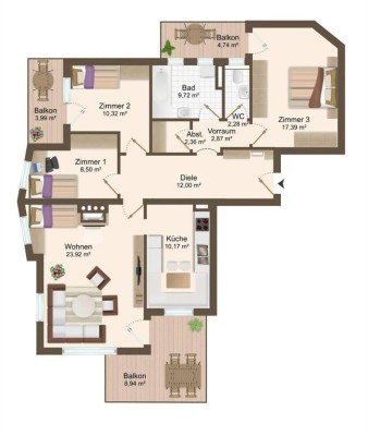 Itter - Wohnen wo andere Urlaub machen! Stilvolle 4-Zimmer-Wohnung mit Bergpanorama und Liftnähe