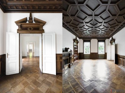 Herrschaftliche Wohnung in historischer Villa | über 440m² Garten &amp; möglicher Infinity Pool | ca. 4,40 m Raumhöhe | sanierungsbedürftig | U-Bahnnähe