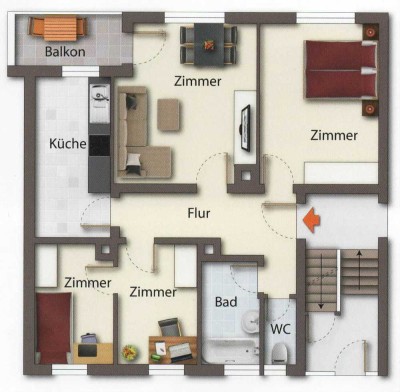 4 Zimmer Wohnung EG zu Vermieten ab Sofort Frei