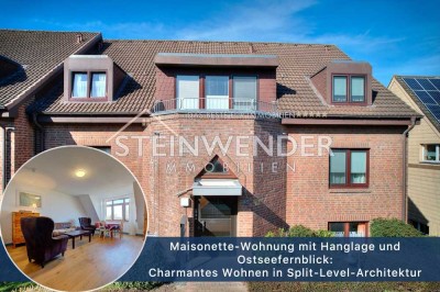 Maisonette-Wohnung mit Hanglage und Ostseefernblick: Charmantes Wohnen in Split-Level-Architektur