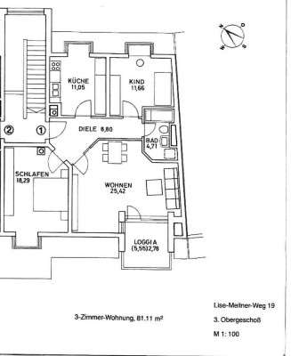 3 Zimmer Wohnung mit Balkon Richtung Aubachpark