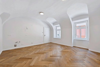IDEAL FÜR KURZZEITVERMIETUNG! Apartment mit stilvoller Gewölbedecke und direktem Straßenzugang