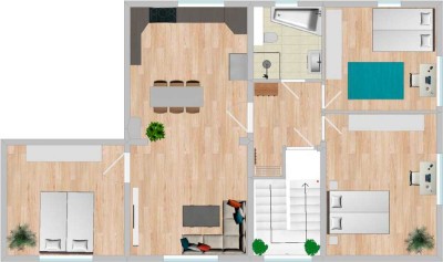 Erstbezug nach Sanierung mit Balkon und Einbauküche: Geschmackvolle 4-Zimmer-DG-Wohnung