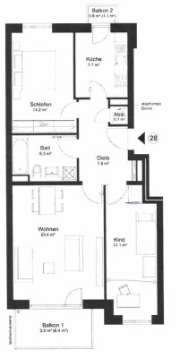 3 Zimmer Wohnung Lokstedt mit geschütztem Innenhof - UKE Eppendorf