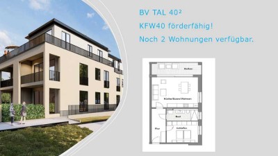 Helle, lichtdurchflutete 2-Zimmer-Wohnung mit großem Balkon im KFW-40-Standard!