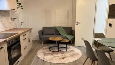 Möblierte 2-Zimmer-Neubauwohnung mit Terrasse in Top-Lage von Leimen mit EBK