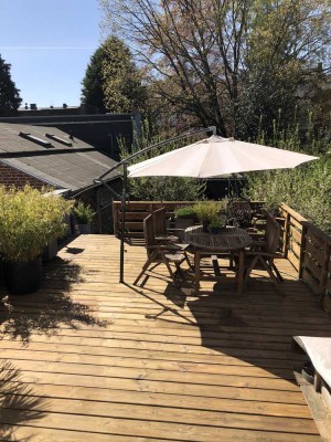 Loftartige Gründerzeitwohnung mit riesiger Dachterrasse (Süden) + eigenem Garten