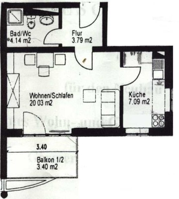 Helle, gepflegte 1-Raum-Wohnung in Germering