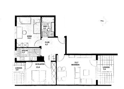 3-Zimmer Wohnung mit 2 Balkonen (Hochparterre) in Leipzig Lausen