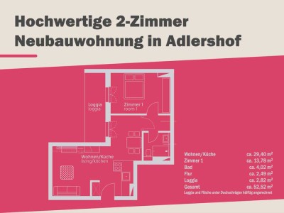 Hochwertige 2-Zimmer-Neubauwohnung in Adlershof mit Einbauküche und Parkettboden