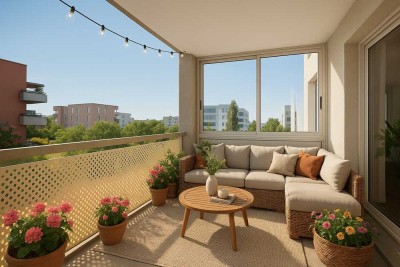 Sehr gepflegte, sonnige 3 Zimmerwohnung in grüner ruhiger Lage mit Süd u.Westbalkon in Milbertshofen