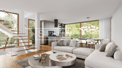 GREEN PANORAMA-Eleganz &amp; Moderne treffen Ruhe &amp; Erholung! – Exklusive Maisonette-Wohnung mit Garten, Terrassen &amp; Pool