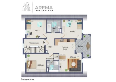 Moderne 4-Zimmer-Dachgeschosswohnung mit Balkon ins Grüne in Rodgau-Hainhausen