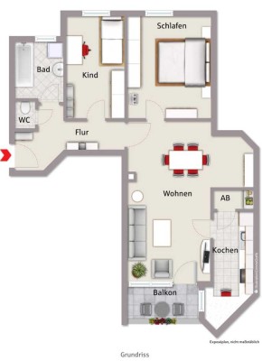 Zentrale, aber dennoch ruhige 3 Zimmer Wohnung in Stein mit Einbauküche und Tiefgaragenstellplatz