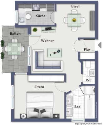 2,5-Zimmer-Wohnung mit Balkon, Einbauküche in Lenningen