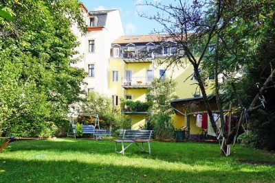 Mitten in der Neustadt: Terrasse + Dusche...im Hochparterre