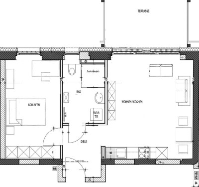 Moderne Zwei-Raum Wohnung mit großer Terasse