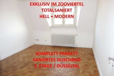 EXLKUSIV IM ZOOVIERTEL ERSTBEZUG NACH TOTALSANIERUNG HELL + MODERN KOMPLETT PARKETT DUSCHBAD 3. OG