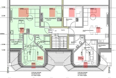 Dachgeschosswohnung, provisionsfrei, Erstbezug 
Grundriss kann verändert werden.