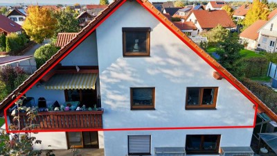 Große Dachgeschosswohnung mit Gartenanteil in 89346 Kissendorf