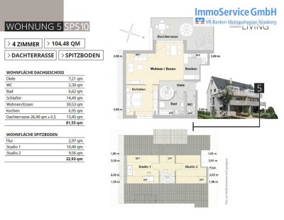 Letzte Einheit: 4-Zimmer-Maisonette-ETW inkl. Studio mit Süd-West-Dachterrasse in KFW 40 Standard!