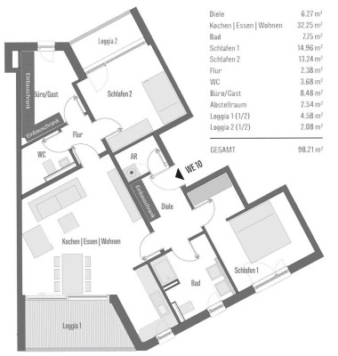 Wohn(t)raum mit 4 Zimmer, 2 Loggien und ein Grundriss mit Raffinesse