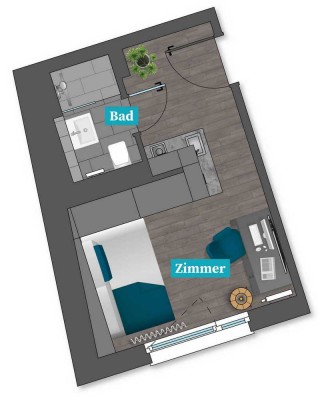 Stilvolle, neuwertige 1-Zimmer-Wohnung in Darmstadt für Studenten, möbliert, barrierefrei