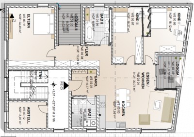 Schöne 3,5 Zimmer-Wohnung mit 2 Loggien in ruhiger Lage