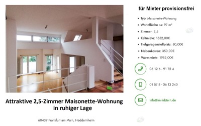 Für Mieter provisionsfrei - 2,5-Zimmer Maisonettewohnung