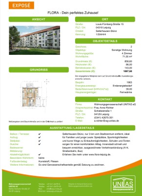 Moderne 4-Raum-Wohnung im Projekt „Flora“ mit Einbauküche