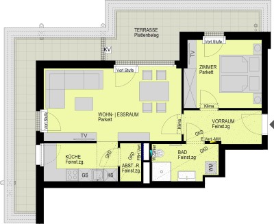 Lichtdurchflutete 2-Zimmer-Dachgeschoßwohnung mit großer Terrasse und Klimaanlage