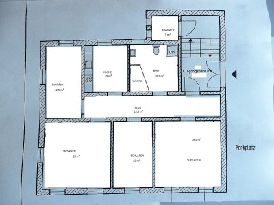 4 Raum Wohnung 101 m² im Erdgeschoss mit großem Bad