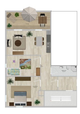Stilvolle 3-Raum-Wohnung mit offener Wohn-/Essbereich, moderner Einbauküche und großzügiger Terrasse