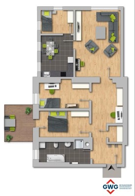Attraktive 4,5- Zimmer - Wohnung in der RBS 7 mit Balkon in Glauchau - Wohnen in anderen Dimensionen